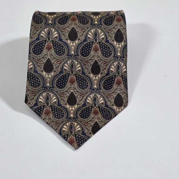Simon Chang Silk Tie Multicolor Paisley Floral Vtg Boho Canada Made W 4" L 57" - Picture 2 of 14